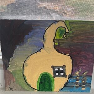 Charming Green and Brown Cottage Art